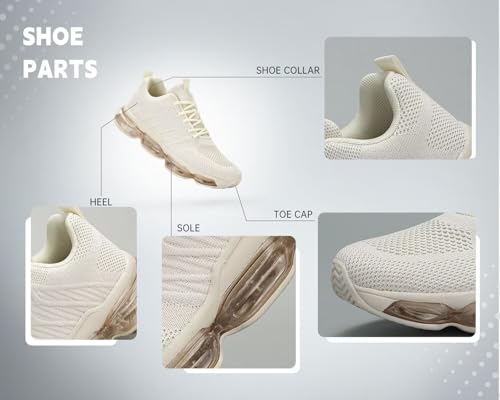 Image of Womens Air Cushion Running Shoes Walking Jogging Fitness Gym Fashion Sneakers Lace Up Casual Comfortable Work Tennis Sport Athletic Trainers