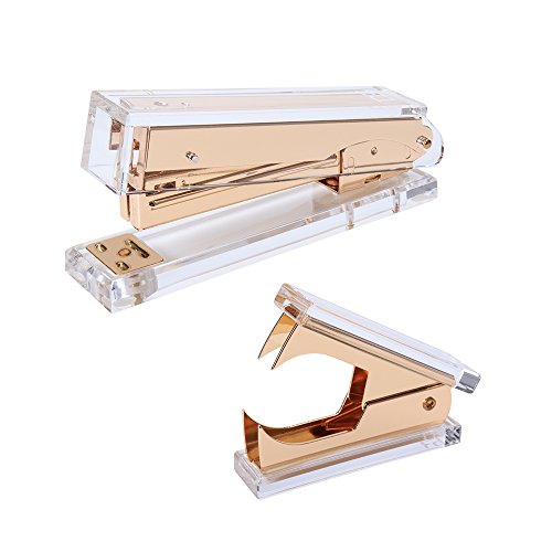 Crystal Golden Stapler and Staple Remover by DS DRAYMOND STORY - Business Gift Set