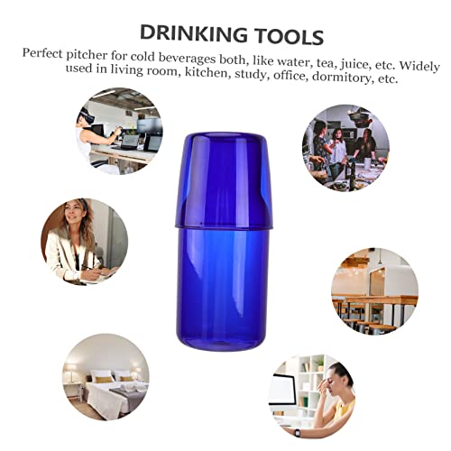 Set de vasos y jarra de vidrio color azul 500 ml miniatura 2
