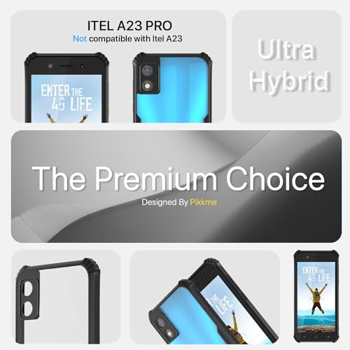 Image of Pikkme itel A23 Pro Back Cover | Crystal Clear Transparent Back | Ultra Hyrbid | Full Camera Protection | Raised Edge | Bumper Back Case (Black)