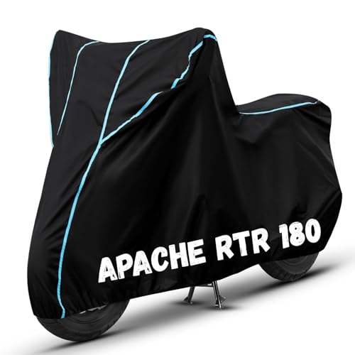 Image of Bike Cover for Apache RTR 180 100% Waterproof, Dustproof & Scratch Resistant| Fully Bottom Elastic UV Resistant Heavy Duty Body Cover | All Weather Outdoor Use