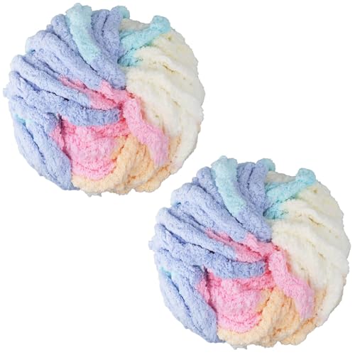 Chunky Wool Yarn 250g × 2, Cotton Candy Colour