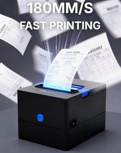 Image of P80I 80mm 3 inch USB+LAN+Cash Drawer with Auto Cutter Advanced Thermal Receipt Printer for Restuarant, Shops (P80I)