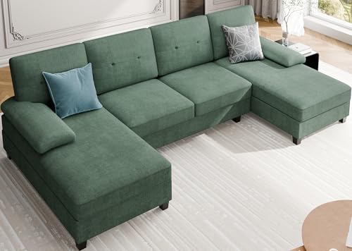 Meilocar 106" U-Shaped Sectional Sofa with Double Chaise