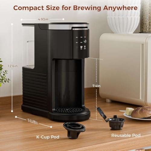 Image of Kismile Single Serve Coffee Maker, 2-in-1 Coffee Pod & Ground Brewer