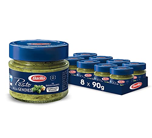 Barilla Salsa 8 pesti a la genovesa de 90 g con albahaca italiana y queso parmesano Reggiano DOP, sin gluten