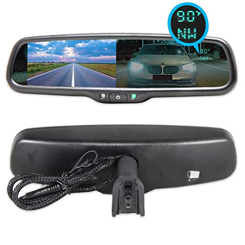 Exclusive Discount 60% Price EWAY Rear View Mirror with Ultra Bright 4.3inch Auto Adjusting Brightness LCD Monitor Display Auto Dimming Mirror Compass & Temperature - Universal Fit
