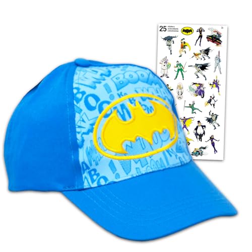 Batman Baseball Hat Set - Bundle of Headwear with Batman Logo for Kids Plus Stickers | Batman Ball Cap Merchandise, Accessories