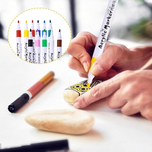 Image of Wynhard Acrylic Markers Pen Paint Set 12Pc Acrylic Paint Pen Set Paint Marker Pens Paint Pens for Art Doodling Drawing Sketching Colouring & Shading