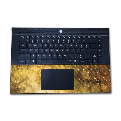 Image of Carbon Fiber Laptop Skin Compatible with Alienware M16 R2 (2024) - Golden Stars - Premium 3M Vinyl Protective Wrap Decal Cover - Easy to Apply | Crafted in The USA by MightySkins