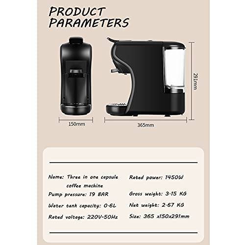 Image of FATHOM 3-in-1 Espresso Machine for Ground Coffee | Pods & Capsules |19 Bar Pressure | Fast Heat | One Touch Control | 1450W