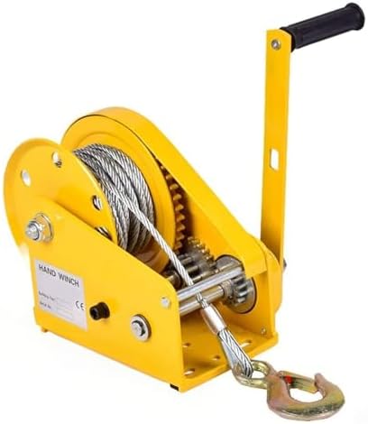 Heavy Duty 2-Way Hand Winch with Automatic Brake - Compact Manual Winch for Boat Trailers & Trucks, 1200lbs Capacity, Easy Control & Reliable (2600lbs with 20m Rope & Hook)