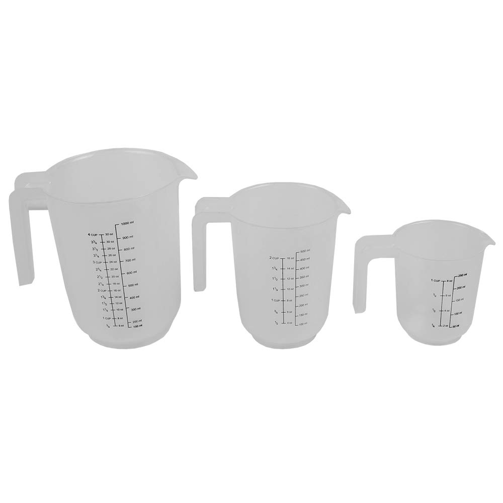 Home Basics Precise Pour 3 Piece Plastic Measuring Set with Short Easy Grip, BPA Free Nesting Stackable, Spout & Clear Handles, 1, 2, 4 Cups