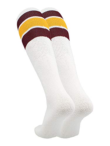 Image of TCK Retro Tube Socks with Stripes for Men & Women - 3 Stripe, 70's 80's Deadlift Socks