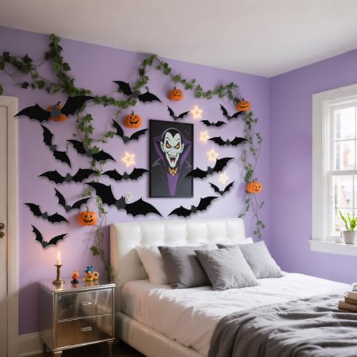 Decoración de murciélagos 3D pegatinas PVC Halloween 48 pzas miniatura 6