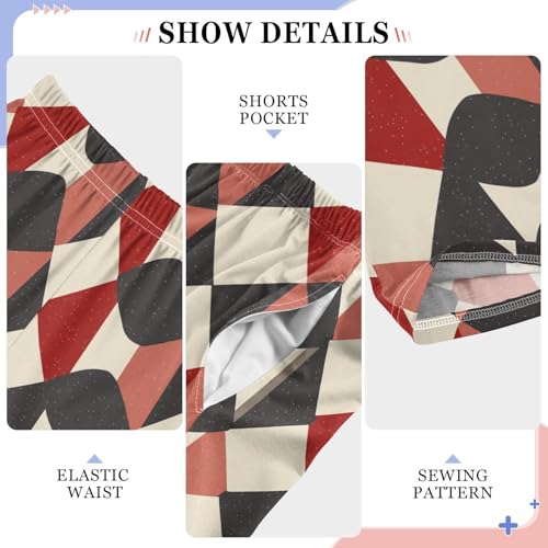 Boys' Pants Irregular Red Black Checkerboard Dots Long Bottoms Jogger Pants Elastic Waist Trousers with Pockets S-XL4