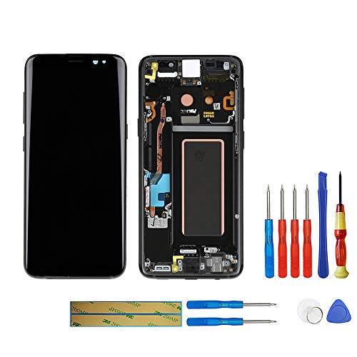 SWARK Super AMOLED Display Compatibile con Samsung Galaxy S8 G950A G950T G950V G950P SM9500 G950N G950F G950U Black Touchscreen Digitizer con Frame +Tools