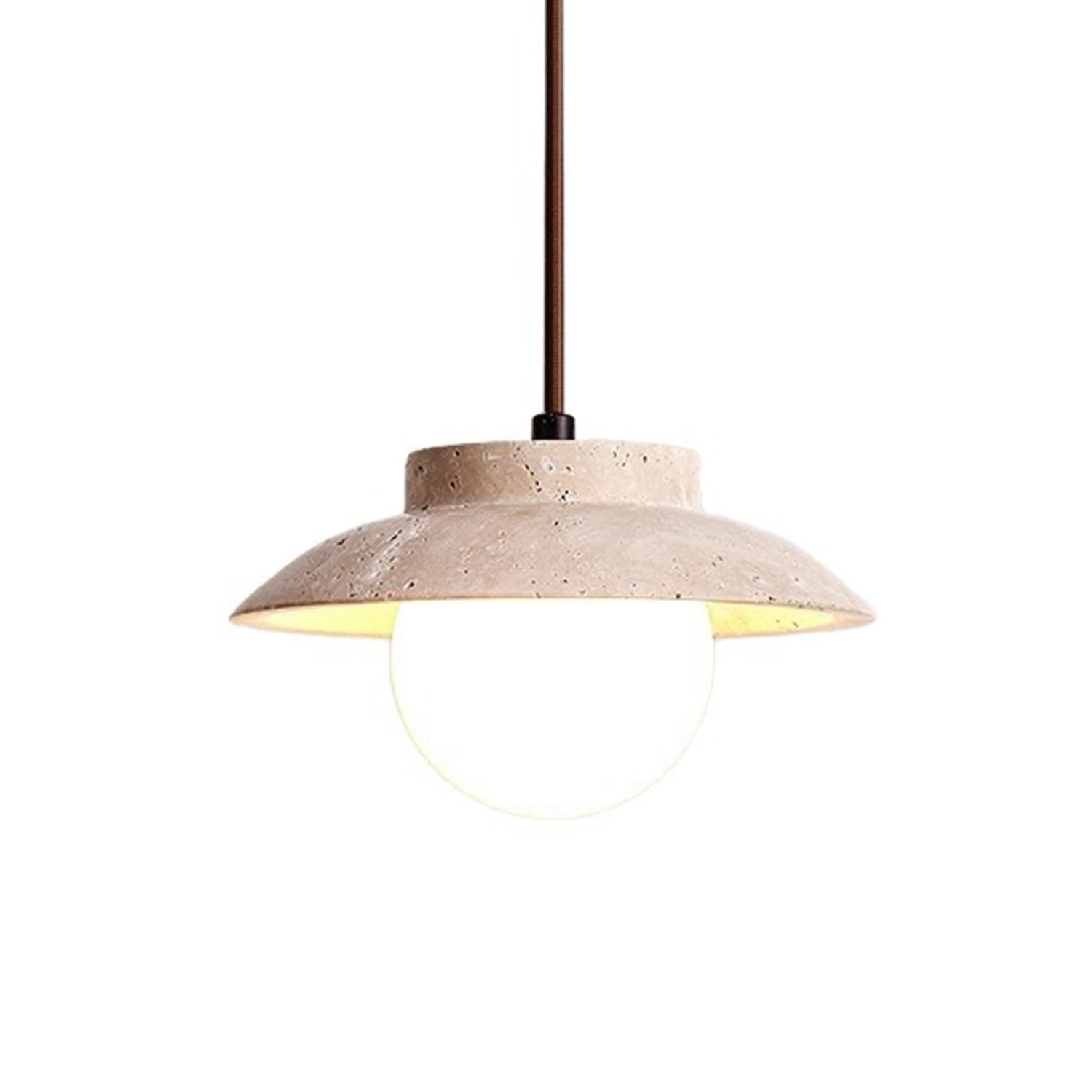 MTNROO Yellow Travertine Hanging Light 7.8 in Pendant Lamp Chandelier Hand Polished Travertine Stone G9 Socket Wabi-sabi Style Industrial Creative for Home Hallway Coffee Shop Foyer Restaurant