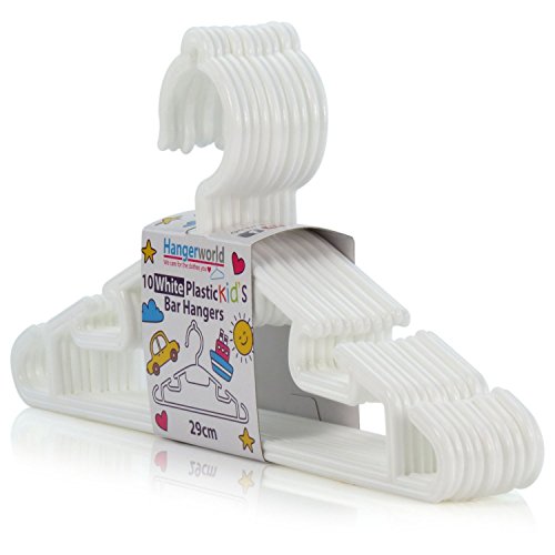 Preisvergleich Produktbild Hangerworld 10 Kinderkleiderbügel 30cm Weiß Kunststoff Hosensteg Einkehrbungen