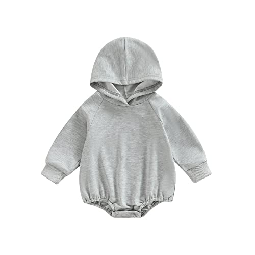 Image of Thorn Tree Newborn Baby Boys Hooded Sweatshirt Long Sleeve Solid Romper Infant Baby Fall Winter Spring Outfits