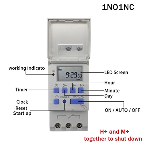 Relais temporisé programmable 12V THC 15A pour tableau électrique DIN - 6