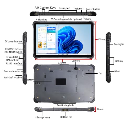 Image of ST13-J Rugged Tablet, 13.3 inch Windows 11 Pro Tablet Intel Celeron N5100, 8GB+256GB, IP65 Waterproof, 4G LTE /GPS /GLONASS, 13MP+5MP Camera, 8000mAh Battery (Standard Edition)