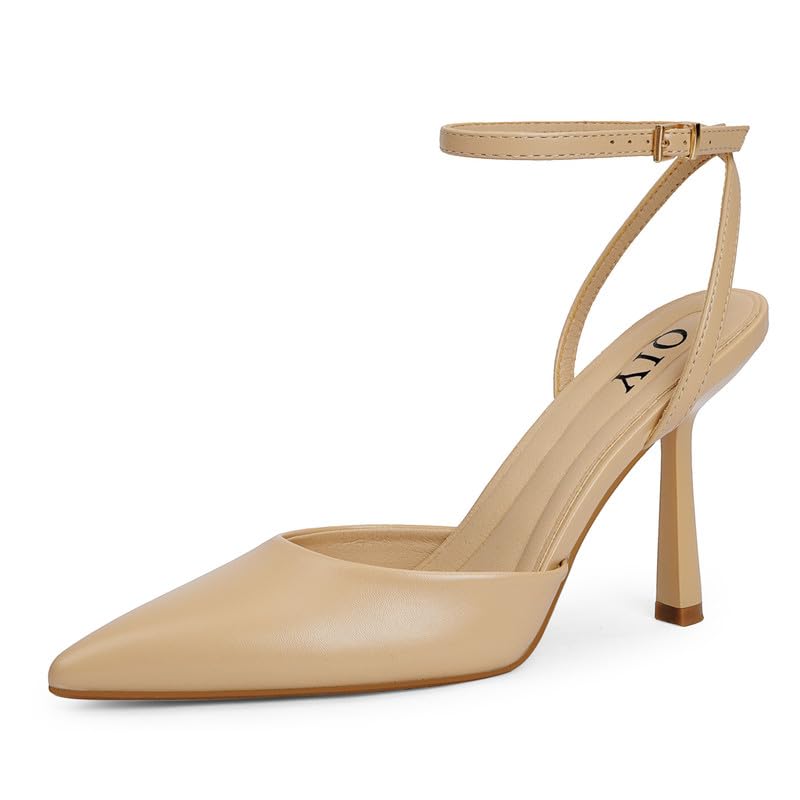 Closed Toe Ankle Strap Heels Women Pumps Pointed Toe Heeled Sandals for Women Stiletto Wedding Dress Shoes