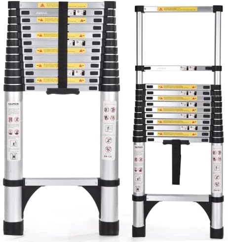 JADDUO Telescoping Ladder 16.5 FT Extension Ladder Aluminum Lightweight Telescopic Ladder with 2 Triangle Stabilizers Telescoping Attic Ladder RV Ladders for Travel Collapsible Ladders for Home