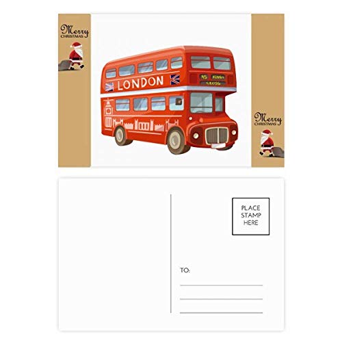 Bus de Père Noël rouge sur cartes postales de Londres pour correspondances de Noël en famille