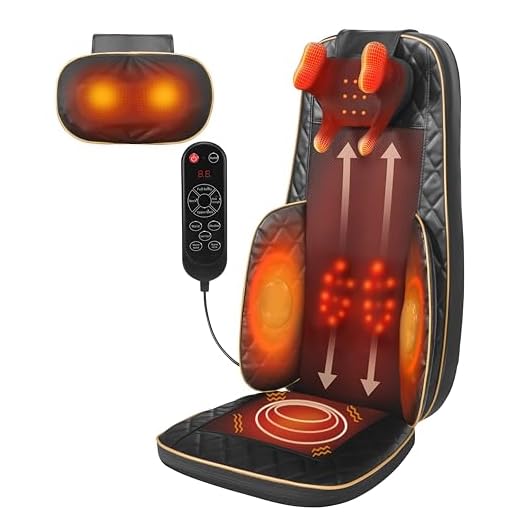 Nsyfe Massage Chair Cushion with Heated - Full Back Walking Massage, Shoulder & Neck Dragon Claw Nodes, Buttock Heating & Vibration, Fits Office Chair/Sofa, Relieves Muscle Tension & Stiffness (Black)