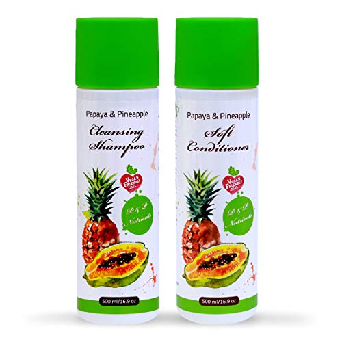 Papaya & Pineapple Natural Shampoo and Conditioner Set | Damaged, Frizzy, Brittle