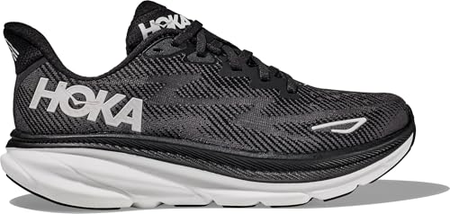 HOKA Clifton 9 Women's Road Running Shoes Sneakers (Black/White, US Footwear Size System, Adult, Women, Numeric, Medium, 7.5)