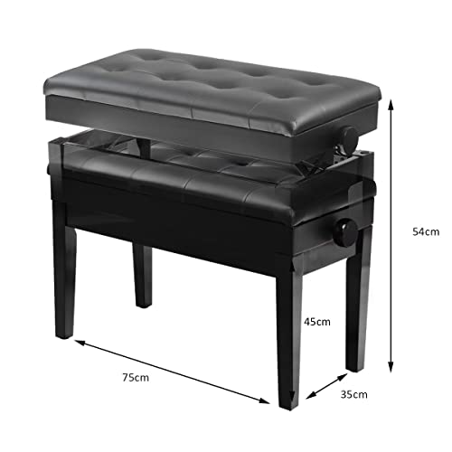 LIFEZEAL Tabouret de Piano Réglable en Hauteur 75 x 35 x 45-54 CM, Banc de Piano avec Boîte de Rangement, Siège de Piano en Cuir PU Cardre en Bois Massif et en Fer, Noir - Les Beatles, Paul McCartney, John Lennon, RIngo Starr, George Harrison LIFEZEAL Tabouret de Piano Réglable en Hauteur 75 x 35 x 45-54 CM, Banc de Piano avec Boîte de Rangement, Siège de Piano en Cuir PU Cardre en Bois Massif et en Fer, Noir – Image 4