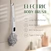 Pecait Electric Body Brush, African Bath Sponge Back Scrubber for Shower, IPX7 Waterproof Dual-Speed Control Bath Brush with 3 Interchangeable Heads, for Cleansing, Exfoliating and Massaging Skin