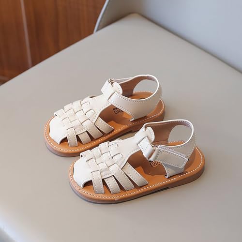 IWIHMIV Girls Sandals Summer Close Toe Breathable Non Slip Flat Soft Bottom Shoes Casual Beach Lightweight Sandals3