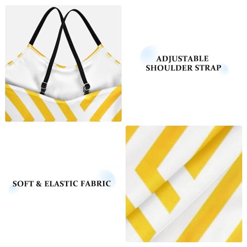 Abstract Yellow Geometric Pattern Lines Rhombuses Girls Swimsuits 1 Piecing Toddler Swim Suits for3