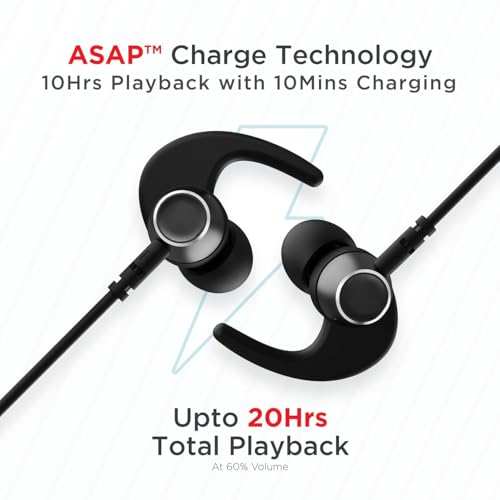 Image of Pro Wireless Bluetooth Neckband Earphone, Active Black | Up to 20 hrs Playtime, Beast Mode Low Latency, IPX5 Water & Sweat Resistance, ENx Technology, Bluetooth v5.2