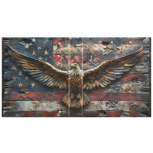 Image of 3 Ring Binder Eagle American Flag Vintage 1.5 inch Binders Three Ring Binders with Clipboard Fit 8.5'' x 11'' Paper 3 Interior PVC Clear Pockets for Office Supplies