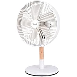 Ventilador Borneo Domair Ventilador de mesa 30 cm blanco 5 aspas - Rejilla reclinable - Asa de transporte integrada - Ventilador de mesa - Ventilador silencioso - Ventilador de mesa silencioso