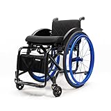 Foldable Lightweight Sports Wheelchair Adult Aluminum Adjustable Footrest and Seat Height, Handbrakes Quick Release Rear Wheels(Blue,Seat Width 40cm/15.74in)