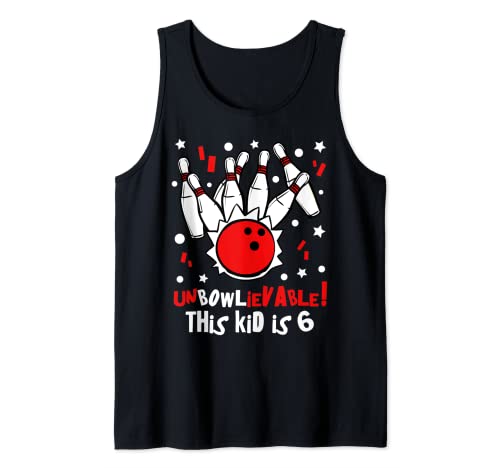 Boys 6th Birthday Bowling Pin Party - Cool UnBOWLievable Tank Top