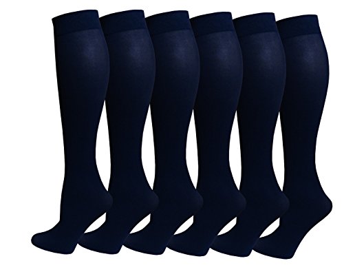 Image of Differenttouch 6 Pairs Women's Opaque Spandex Trouser Knee High Socks Queen Size 10-13
