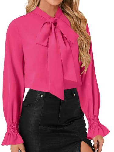 Image of LYANER Women's Bow Tie Neck Business Work Blouse