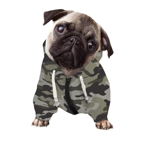 Sweat à capuche pour chien Howilath vert kaki imprimé camouflage M - 3