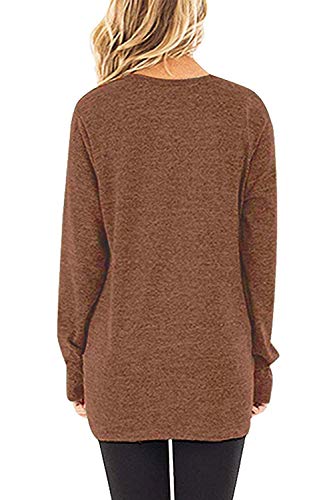 Image of Sieanear Womens Casual Long Sleeve T-Shirts Twist Knot Front Tunic Tops