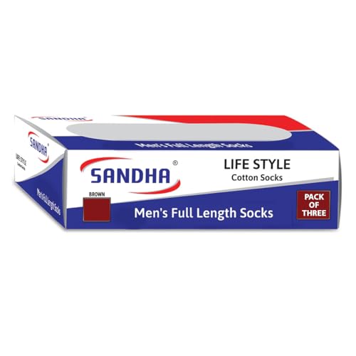 Image of SANDHA socks for men full length Men's Cotton Heel & Toe for Durability. Ideal for Regular, Business & Office Use - Pack of 3, Free Size
