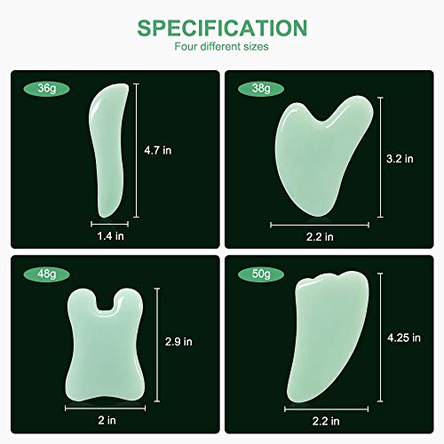 airogym Guasha Massage Tool，Natural Stone Gua Sha Board, 4PCS Guasha Stone Scraping Massage Sets for SPA Acupuncture Physical Therapy Muscle Knots Facial Caring Point Treatment Lymphatic Drainage - Thumbnail 3