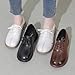 Women's Vintage Leather Platform Lace-up Oxford Shoes,Fashion Round Toe Slip-on Casual Loafers Comfortable Non-Slip Soft Sole Walking Work Shoes (Brown,8.5)