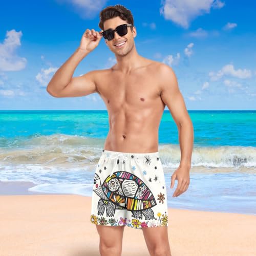 Pantalones cortos de playa para hombre de secado rápido con estampado de tortuga blanca 7