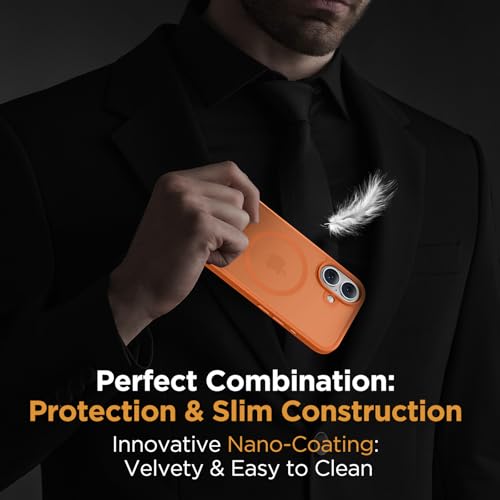 Image of Miracase Magnetic Series for iPhone 16 Case [Compatible with MagSafe] Military-Grade Protection, Anti-Fingerprint, Slim Phone Case for iPhone 16 6.1 inch - Orange